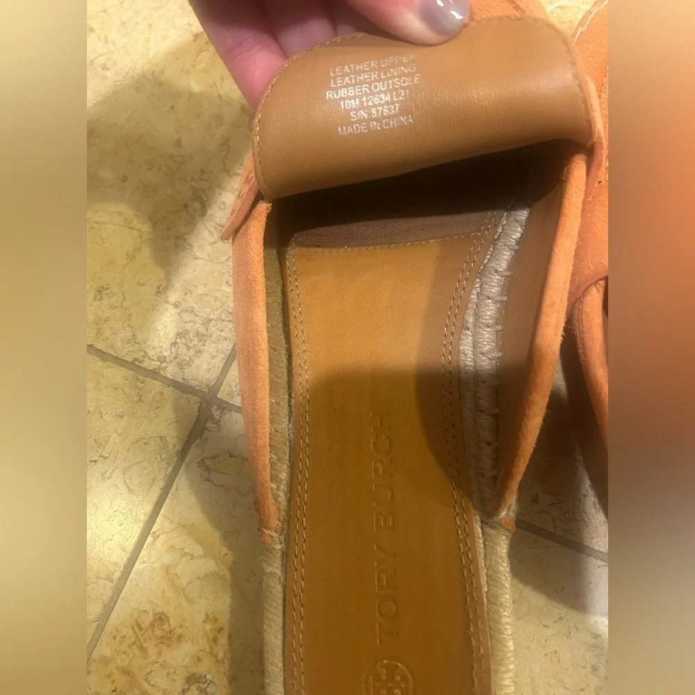 Tory Burch Orange Suede Seaside Espadrille Mule (#87637) Size 10 w/ Dust Bag